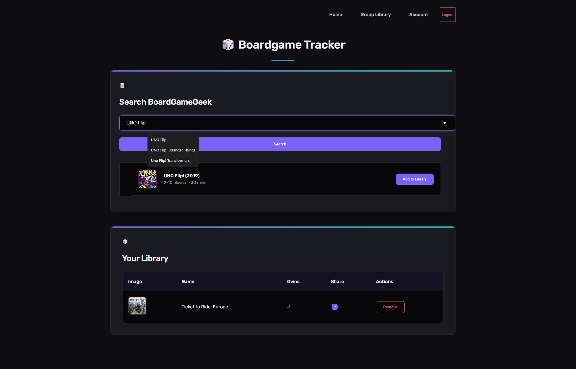 Boardgame Tracker preview